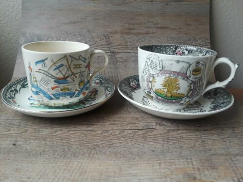 Adams Staffordshire England Over Sized Farmers Cup & Saucer The Farmers Arms LOT