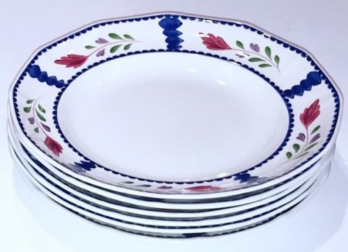 ADAMS LANCASTER HANDPAINTED IRONSTONE DINNER PLATES 6 ENGLAND