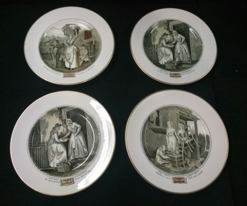 Adams Cries of London Gold Rimmed Fine Transferware Plates LOT OF 4 PLATES