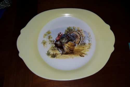 Vintage Limoges Turkey Cottillion Yellow Platter USA Candlelight D47 Thanksging