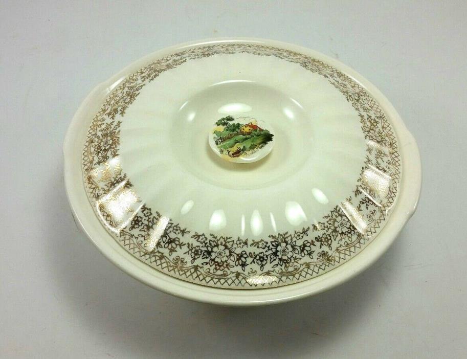 American Limoges Chateau France Casserole Bowl Dish 9 Inch 22 K Gold