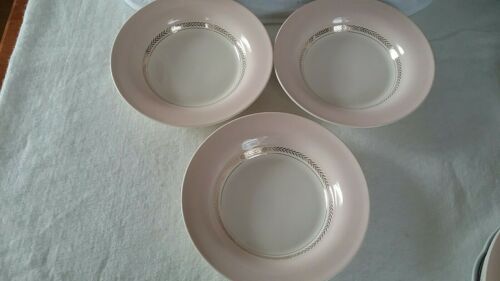 3 SOUP BOWLS AMERICAN LIMOGES FEDERAL CORAL PINK CANDLELIGHT
