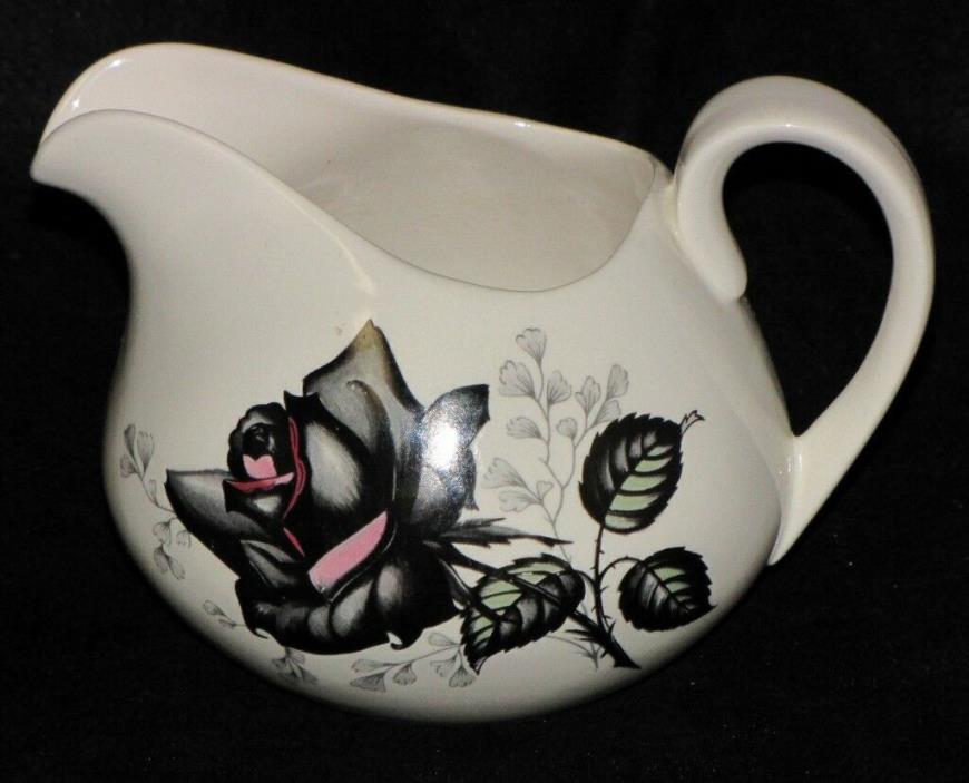 Vintage Ridgway Staffordshire England Porcelain China Black Velvet Rose Creamer
