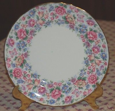 Crown Staffordshire SPRINGTIME  Salad Plate * Floral Rim * Gold Trim