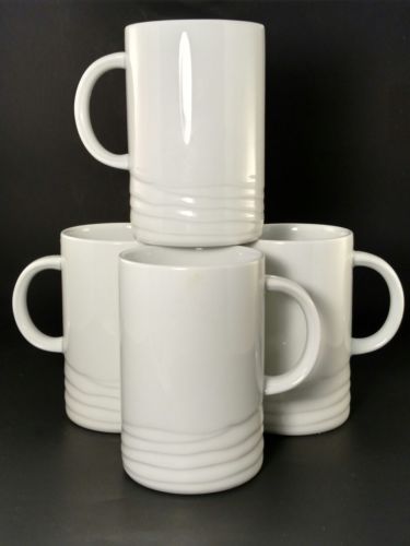 DANSK White Mugs Set of 4 - Wave Design Portugal