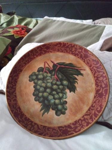 Decorative display only plate Grapes w/ leaves greens/ golds/burgundy beautiful
