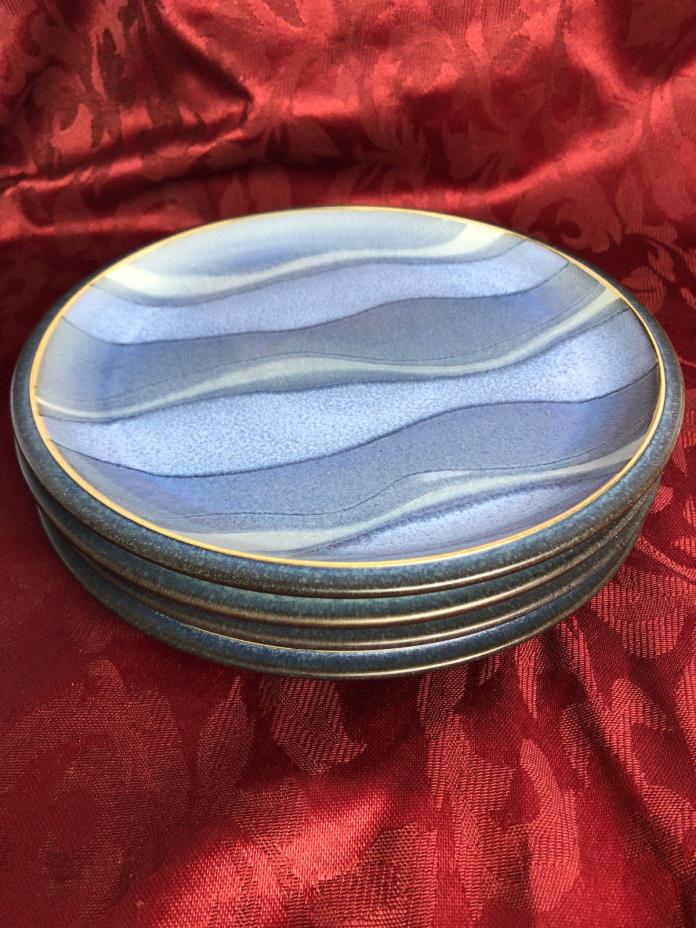 DENBY Langley England Blue Jetty Water Salad Plates Set of 4