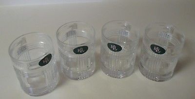 Ralph Lauren Glen Plaid 12 DOF Doubled Old Fashioned Crystal Glasses NWT