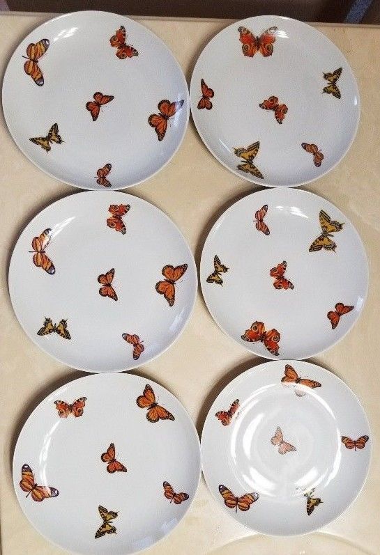6 Porcelain Butterfly Butterflies 7 1/4