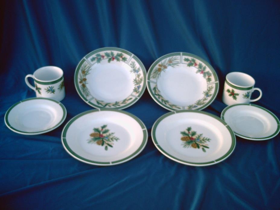 SET OF 8 Fairfield Wintergreen 2 Cups Saucer Sandwich/Desert Plates Fine China