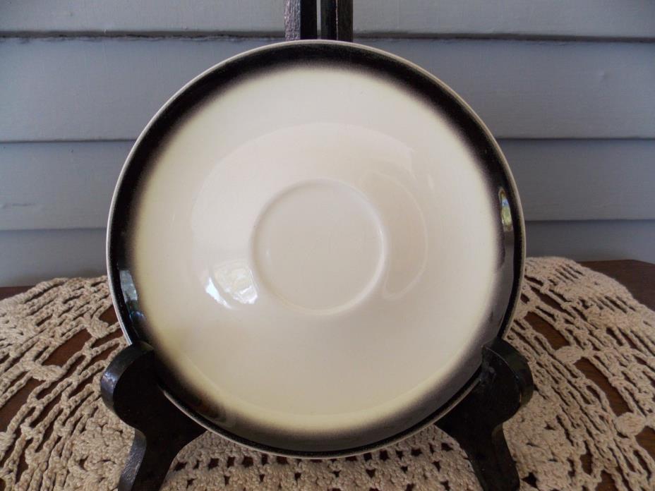 Vintage Stetson Thistle Black Rim Saucer Plate Oven Proof Dinnerware