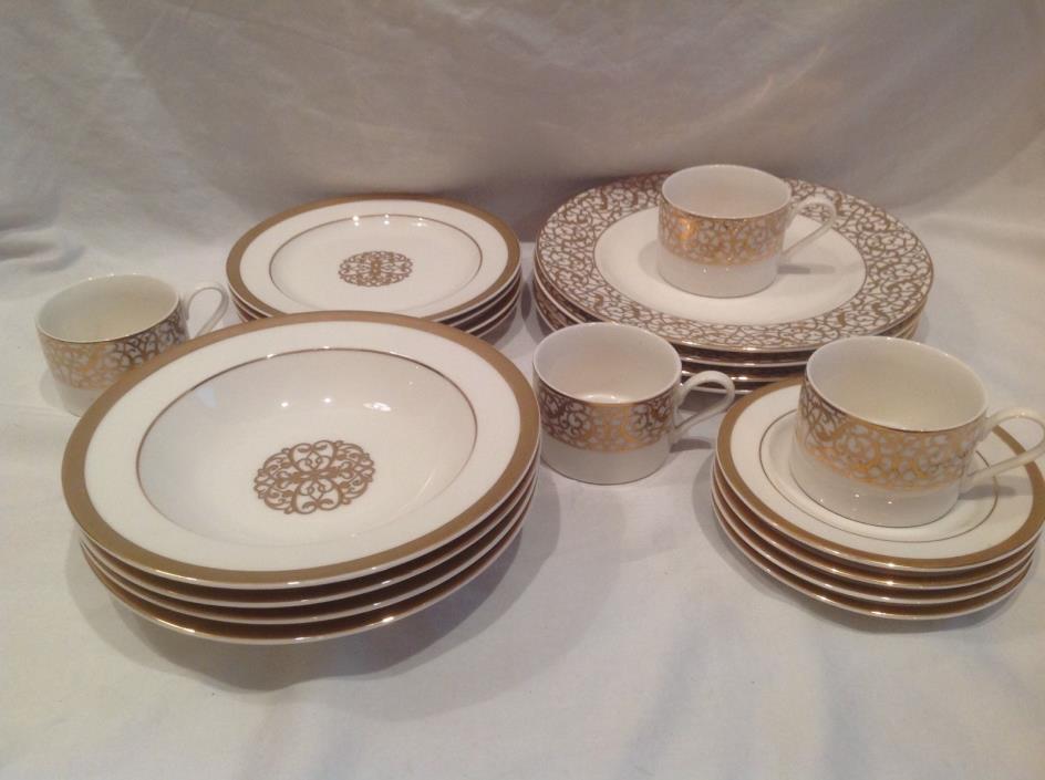 American Atelier China Florentine Scroll Gold 20 Pcs-5 Pcs.Setting for 4 (#5004)