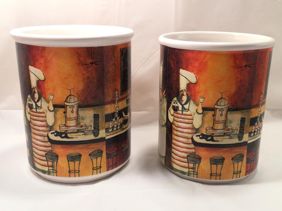 Cypress Home Utensil Holders Set of 2 Chefs in Cafe 6.5