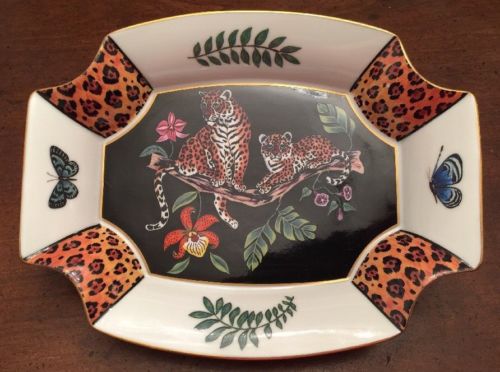 Vintage Lynn Chase Jaguar Jungle Octagon Shape Dish • Candy Dish • 1994