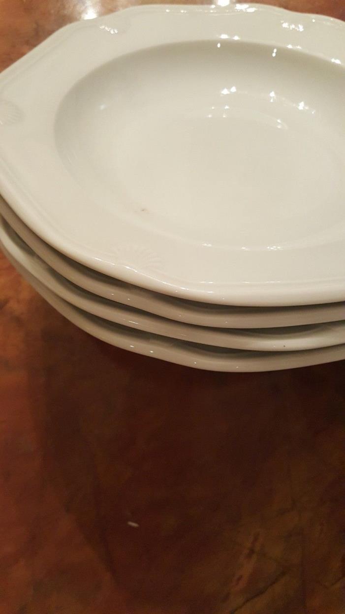 Set of 4 Pillivuyt Eclectique White Rim Soup Bowl Porcelain  8.5