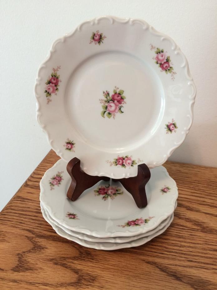 (4) Seltmann Weidmen Christina Porcelain Rose Garden Dessert Plates