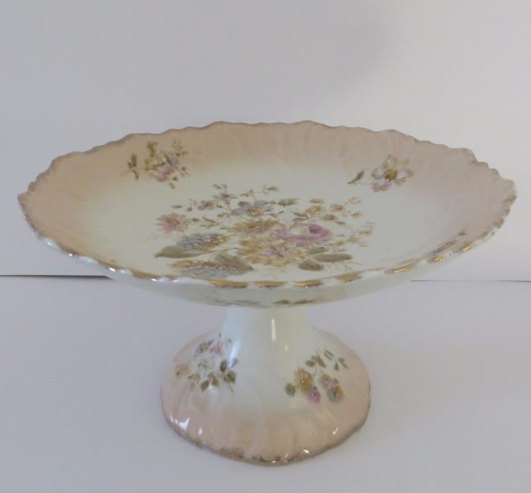 FOOTED COMPOTE/CAKE PLATE, German Porcelain, Mid-19th Century, Hand Decorated