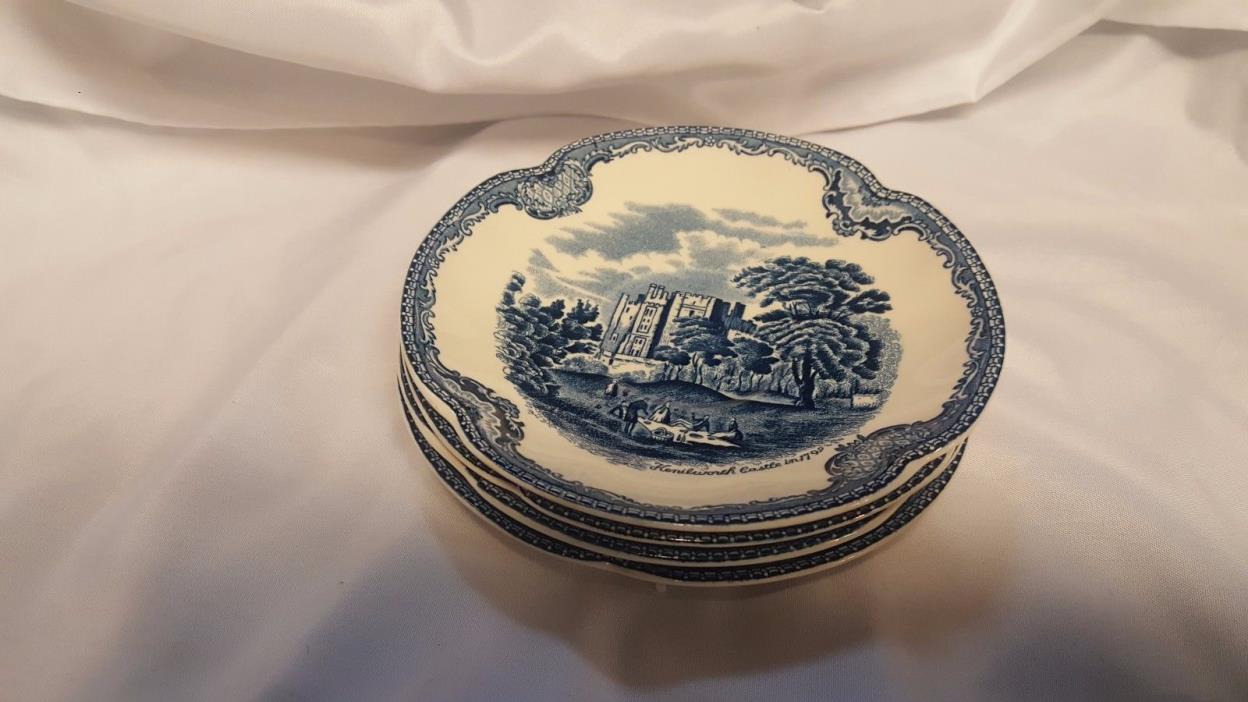 4 Blue Old Britian Castles Johnson Brothers Saucers