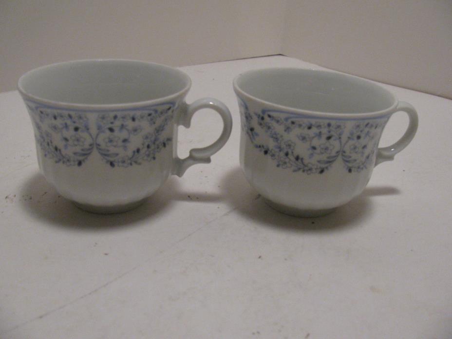 2 - Wunsiedel Retsch Bavaria Porcelain Blue/White Cups - Floral Motif