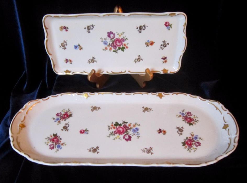 Reichenbach Oval Serving Tray 15 in. & Rectangular Vanity Tray 10 in -former GDR