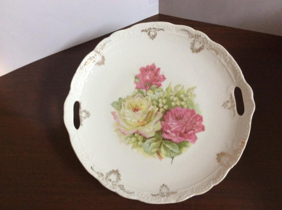 GERMAN CHINA PLATTER WITH CUT OUT HANDLES, MANUFACTURES MARK