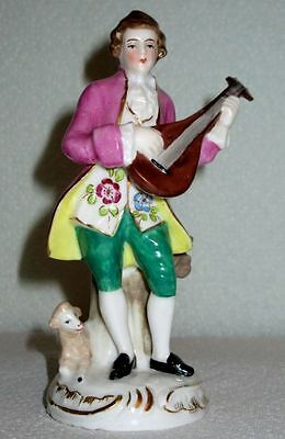 Sitzendorf Antique Dresden Musician Porcelain Hand Painted Figurine Signed
