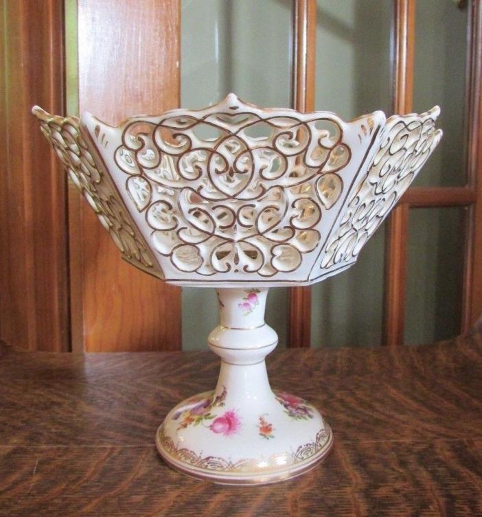 DRESDEN GERMANY CARL THIEME RETICULATED COMPOTE BOWL