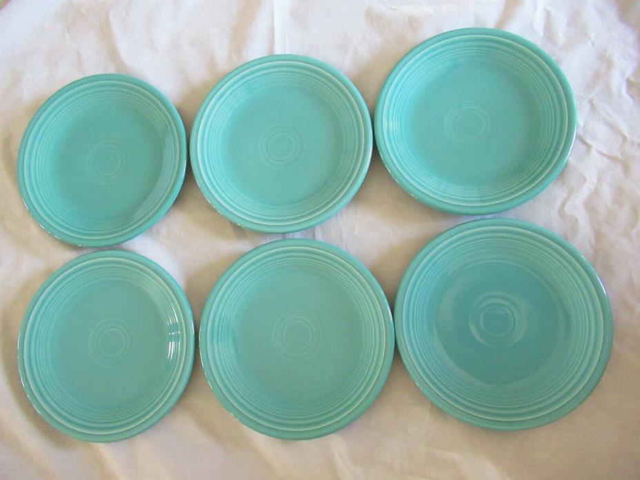 Set of 6 Fiestaware Turquoise Salad Plates 7 1/8