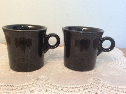 FIESTAWARE Retired Black Tom & Jerry Ring Handle Mug Cup Set of 2