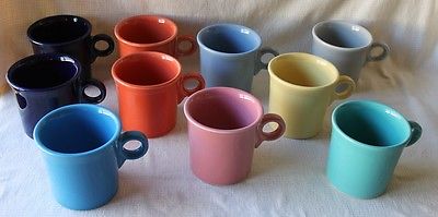 10 - MODERN Pottery Fiesta Coffee Mugs Navy, Pink, Teal, Grey, Apricot, Blue