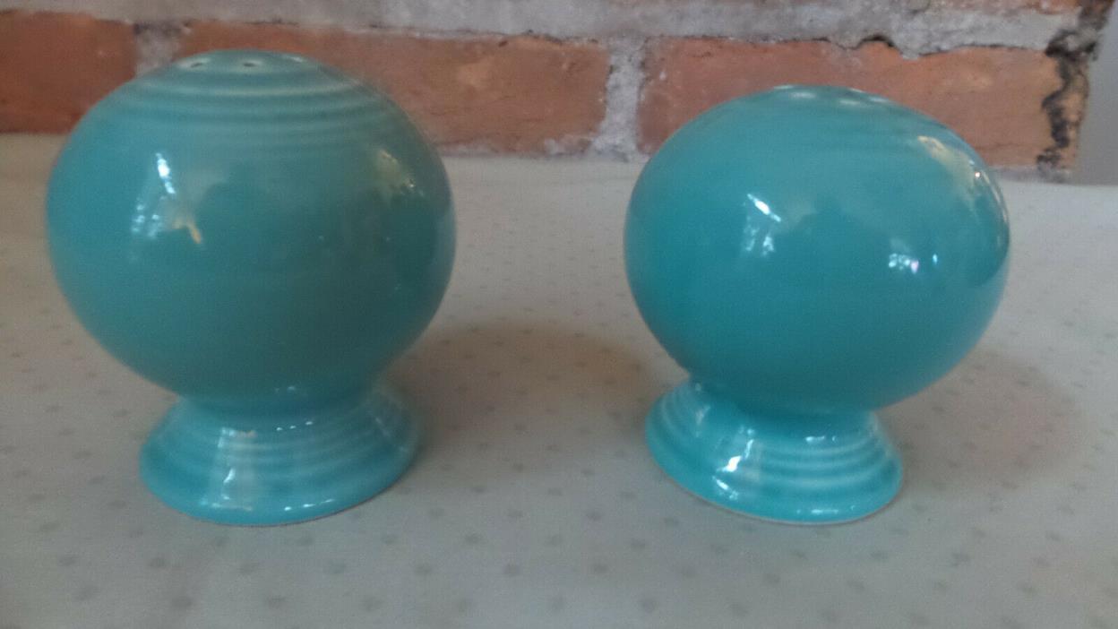 Fiestaware Fiesta Turquoise Teal Blue Ball Shape Salt and Pepper Shakers