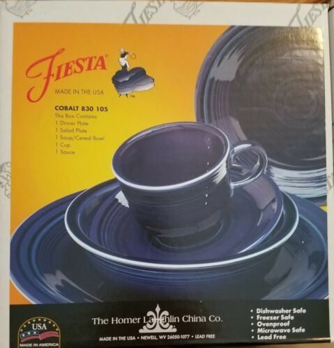 FIESTA Cobalt 5 PIECE PLACE SETTING .. 830 327 ... NEW IN BOX ... NEVER USED