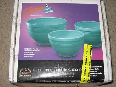 Fiesta TURQUOISE 3 PC Baking Bowl Set - 1st Quality -New