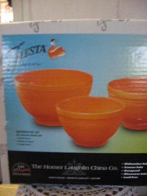 Fiesta Retired TANGERINE 3 PC Baking Bowl Set - 1st Quality -New