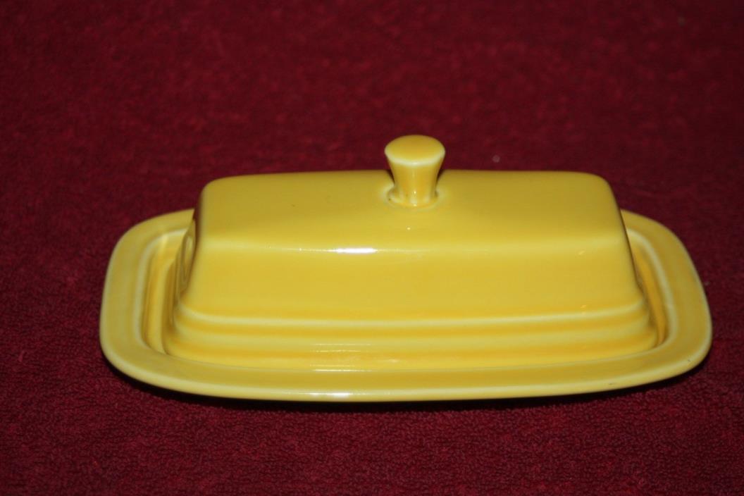 Vintage Fiesta Marigold Yellow Covered Butter Dish 2 Piece Fiestaware EUC
