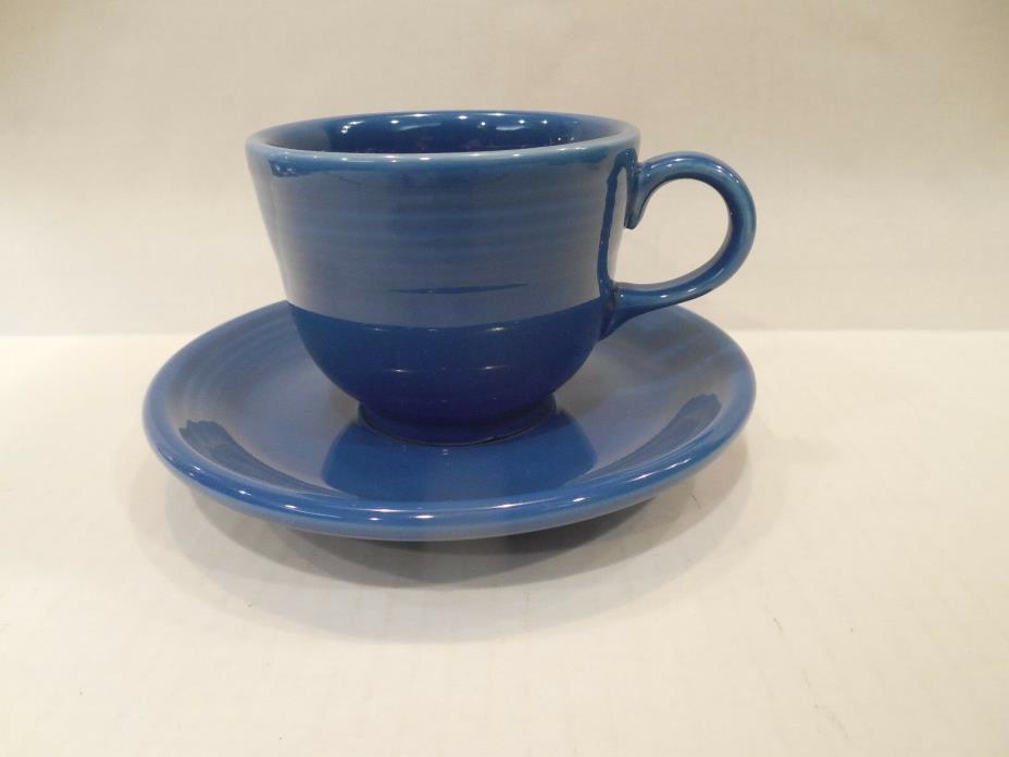 HLC Fiesta TURQUOISE BLUE Tea Coffee Cup & Saucer PEACOCK? LAPIS? USA