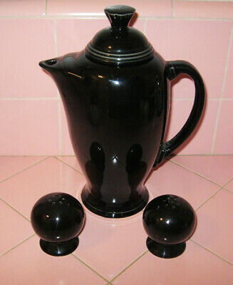 New Fiesta Ware Black Coffee Pot Server Ball Salt Pepper Shakers  Fiestaware