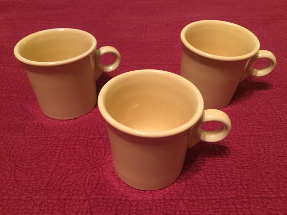 Fiestaware Homer Laughlin Retired (1987-2002) Pale Yellow 8 oz Mugs Set of 3