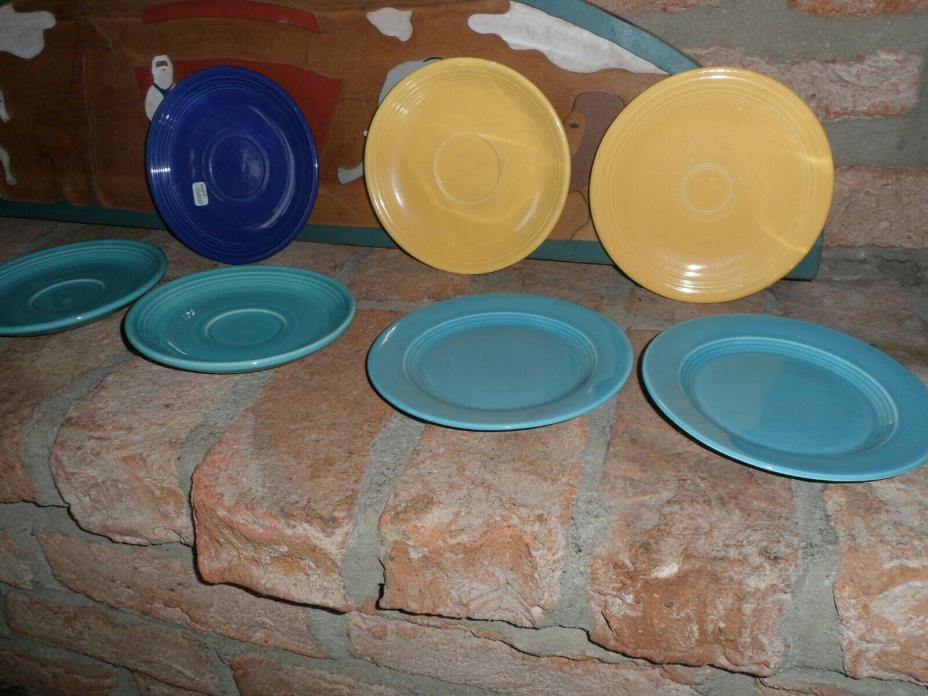 Vintage Lot of Fiesta Ware Homer Laughlin chop plate, plates and saucers - color