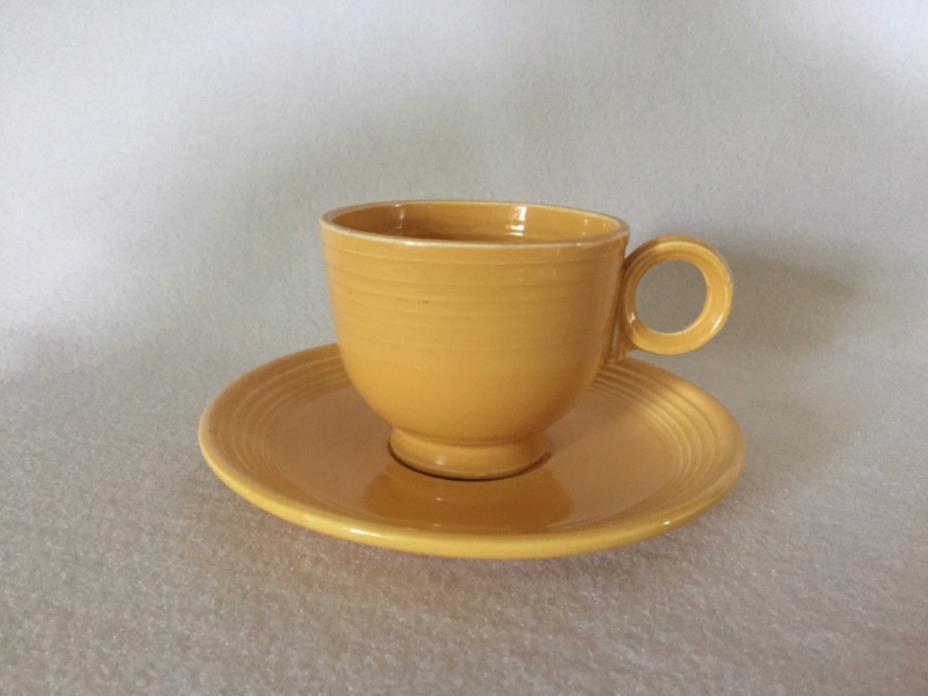 Vintage YELLOW Fiesta Ware Tea Cup & Saucer Free U.S. Shipping