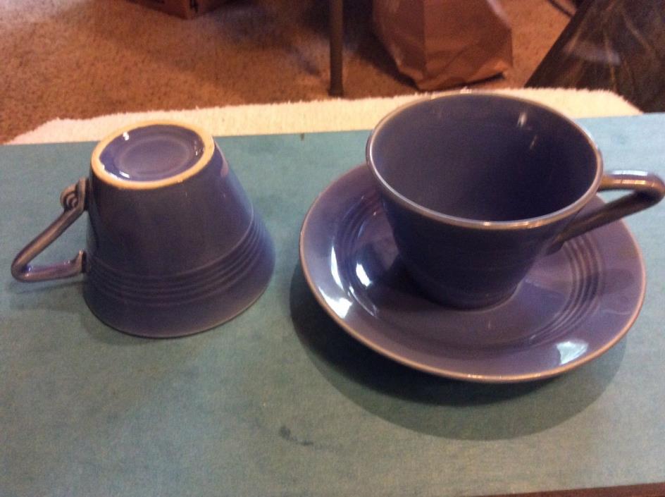 2 Harlequin, Homer Laughlin, Fiesta, Vintage, Cup & 1 Saucer, Mauve Blue Unused