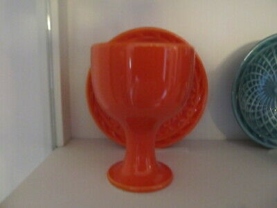 HARLEQUIN HOMER LAUGHLIN  VINTAGE RED SINGLE EGG CUP AND NUT DISH
