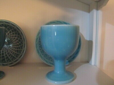 HARLEQUIN HOMER LAUGHLIN  VINTAGE TURQUOISE SINGLE EGG CUP AND NUT DISH
