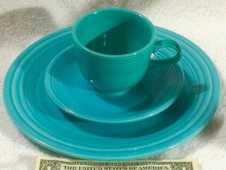 Classic Old Turquoise Fiesta Cup Saucer Plate Set 