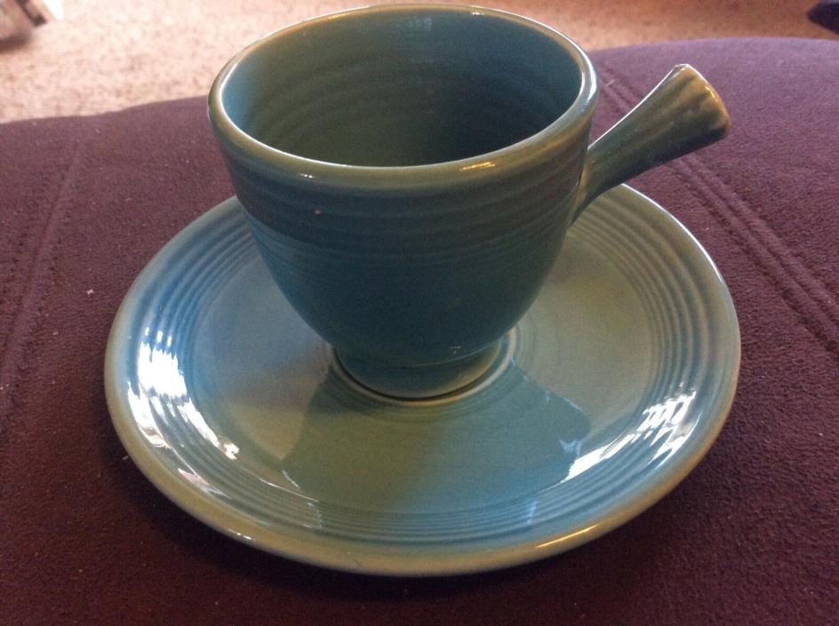 VINTAGE TURQUOISE FIESTA DEMI TASSE CUP AND  SAUCER- FIESTAWARE   MINTY