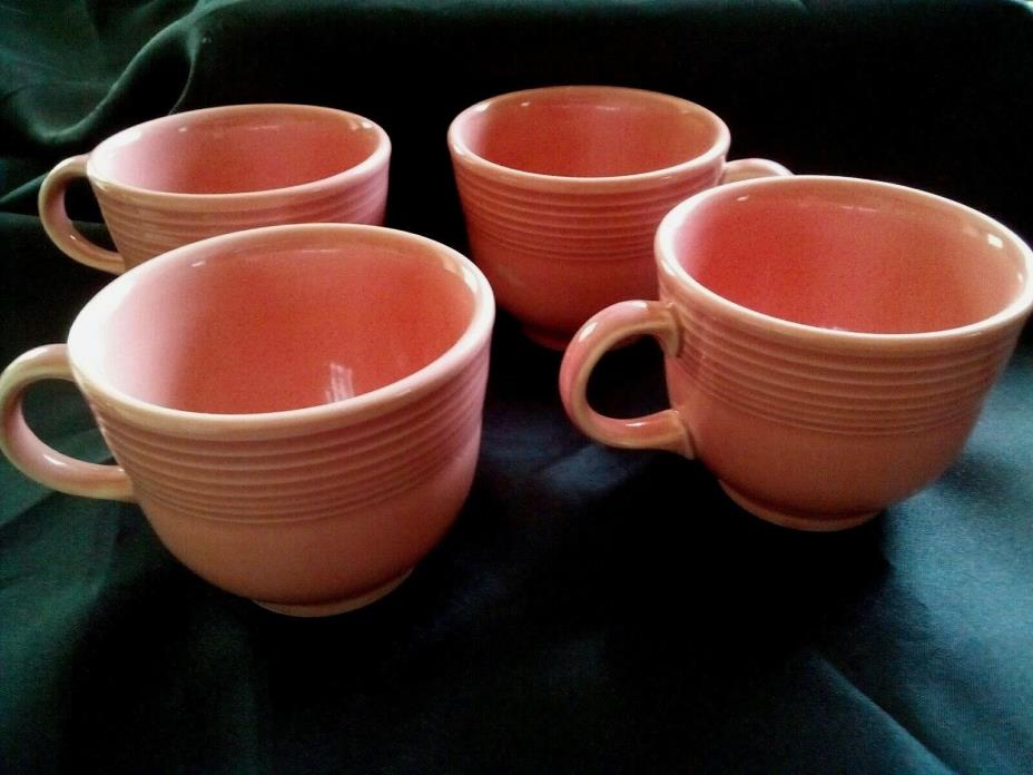 Fiesta Ware Cups Dusty Rose Retired Homer Laughlin Set of 4 Vintage