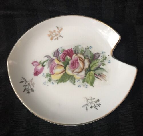 Japan Hand Painted Rose Pattern Gold Rim Saucer Cookie Tray