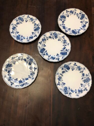 ROYAL MEISSEN Blue Floral Salad Plates ~ Set of 5 ~ Japan