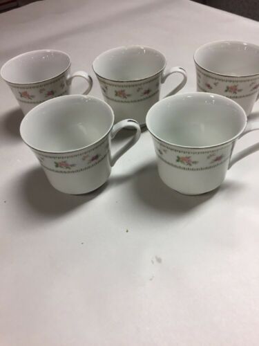 5 Abingdon Fine Porcelain China Cups, Made In Japan