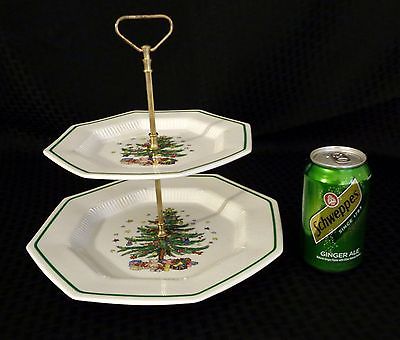 EUC - NIKKO JAPAN CHRISTMASTIME 2 TIER SERVING TRAY SNACK HORS D’OEUVRE STAND